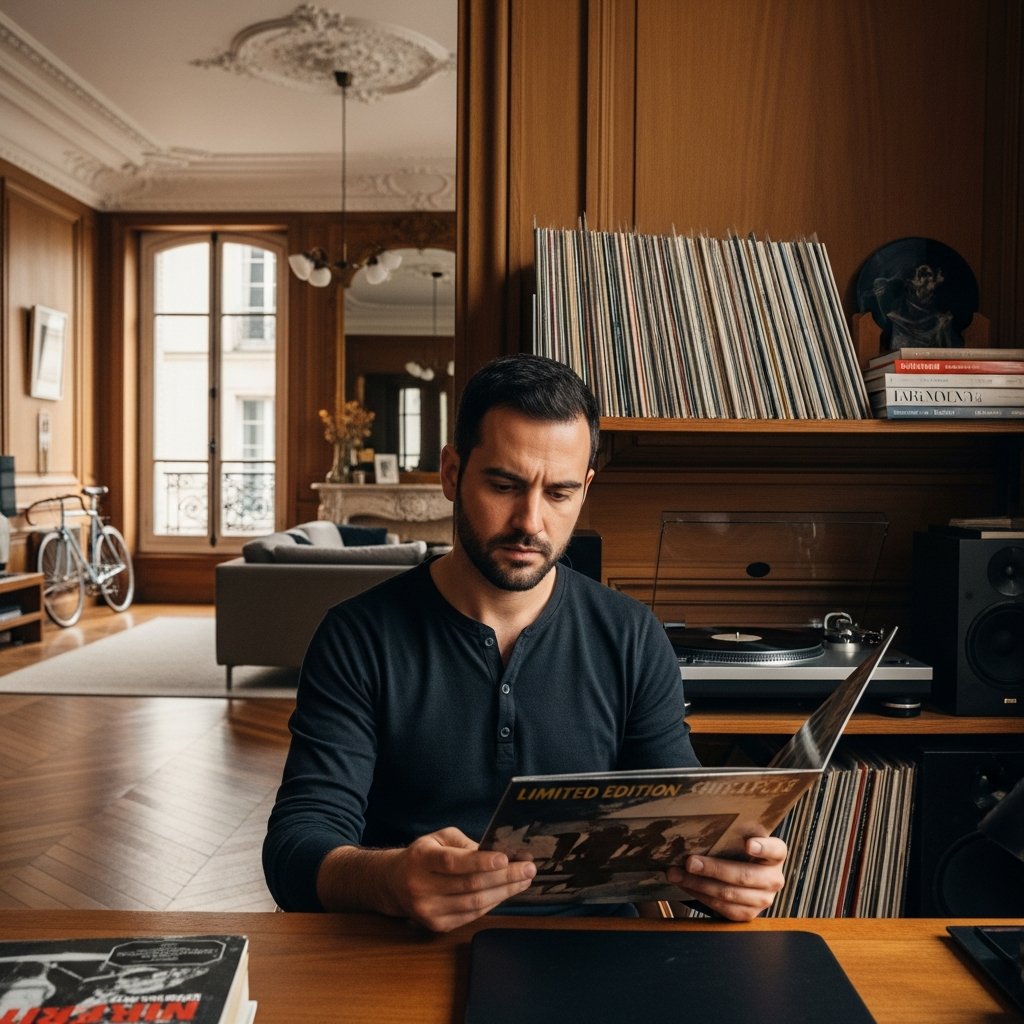 Collectionneur vinyle passionné